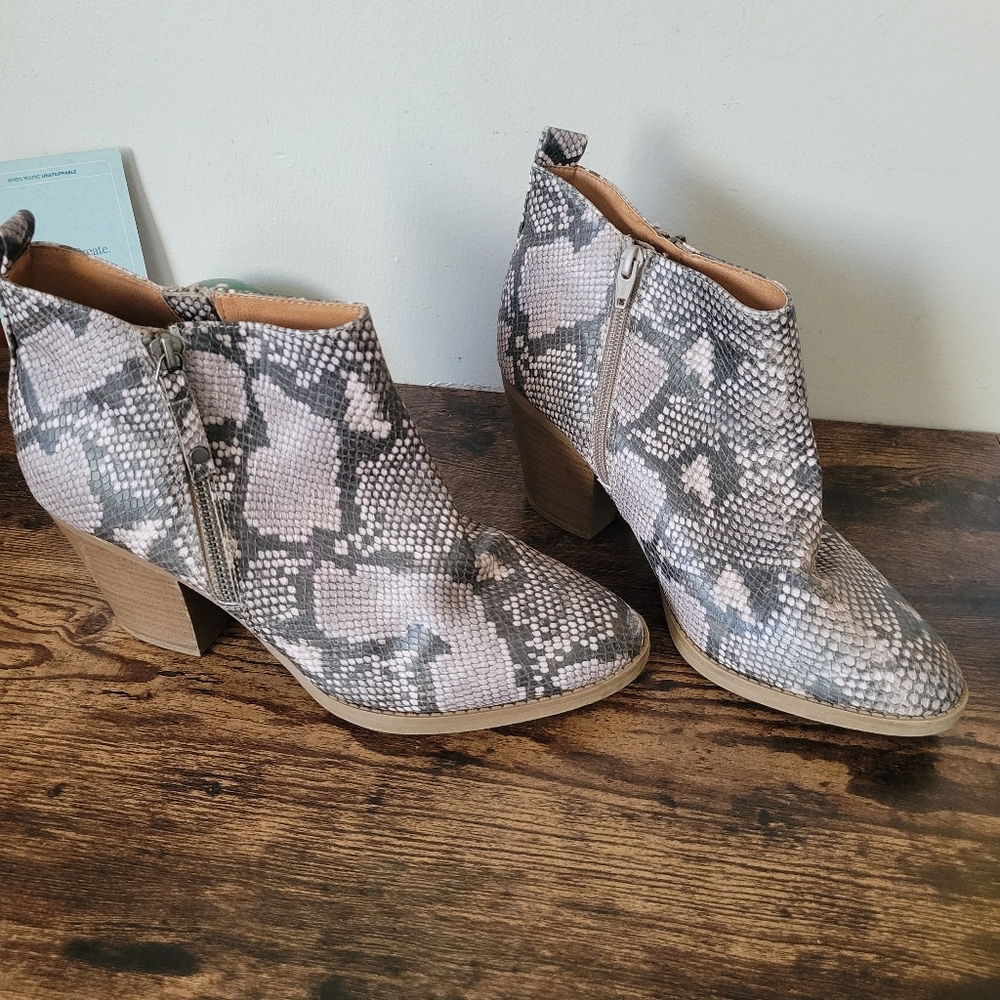 Snake print ankle boots